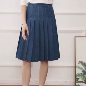 Denim Pleated Skirt